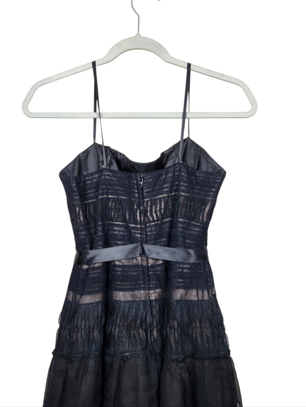 BCBGMaxAzria Black Silk Ostrich Feather Fringe Cocktail Dress LBD Womens Size 8 - Picture 7 of 15